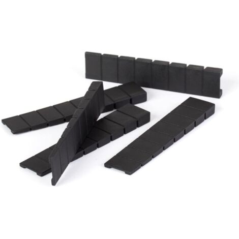Lot de 20 cales pour meubles - 8 x 20 x 98mm - En plastique - Avec points de rupture prédéfinis intégrés - Noir