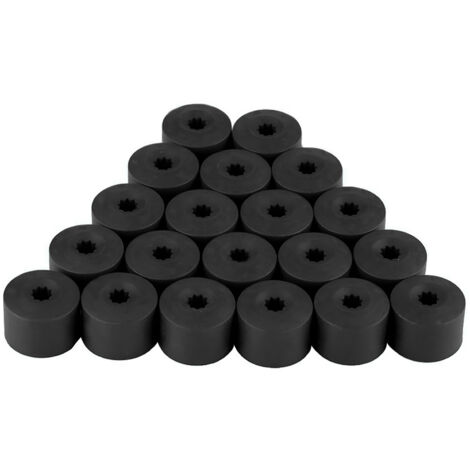 Lot de 20 capuchons antivol noirs pour écrous de roue de voiture de 17 mm