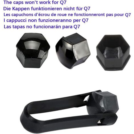Lot de 20 Capuchons d'écrou de Roue 17mm, Cache-écrous de Boulon de Roue, Cache-écrous de Pneu Hexagonaux avec Ensemble d'outils de Démontage pour Voitures, Noir