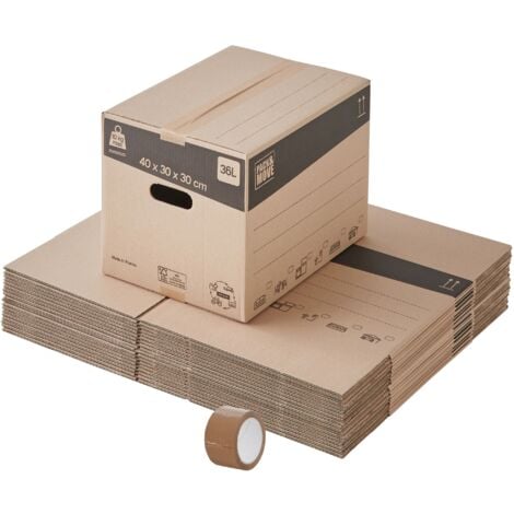 Lot de 20 cartons de déménagement 54L - 60x30x30 cm - Made in