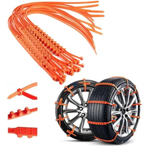 Lot de 20 chaînes antidérapantes réutilisables 92 cm – Crampons bidirectionnels pour traction optimale – Pour pneus 6,5 à 10,5 pouces