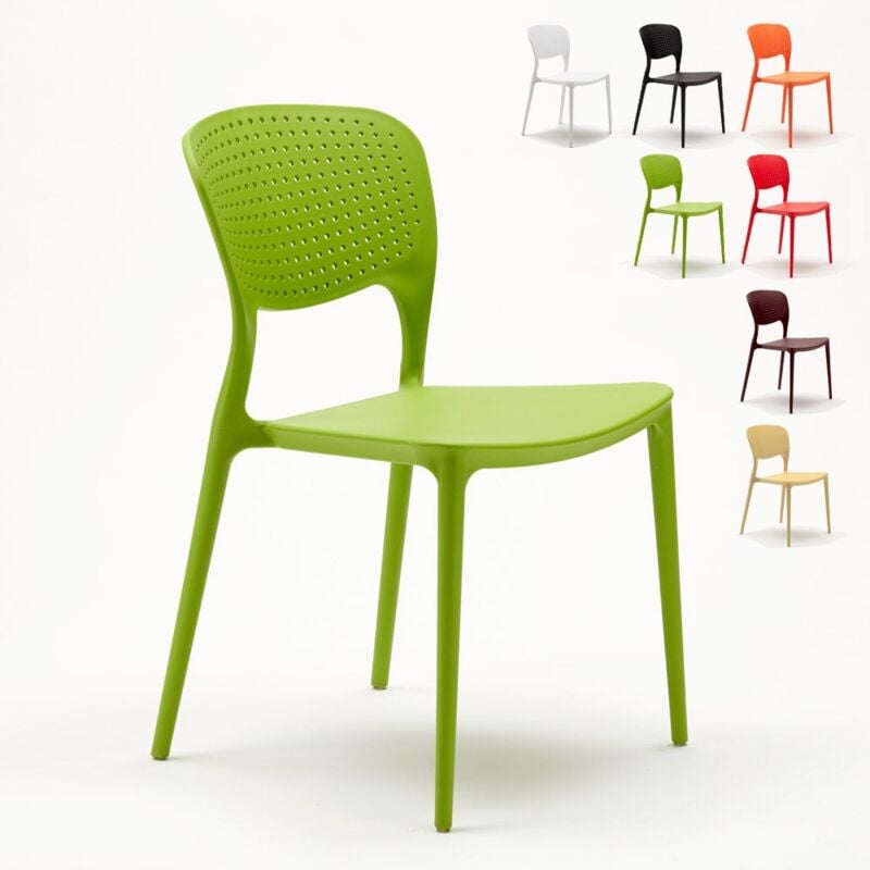 Lot de 20 chaises en polypropylène colorées empilables bar restaurant glacier Garden Giulietta | Vert