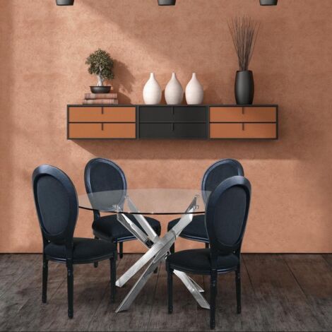 Lot de 20 chaises médaillon Louis XVI Black Velours Noir - Noir