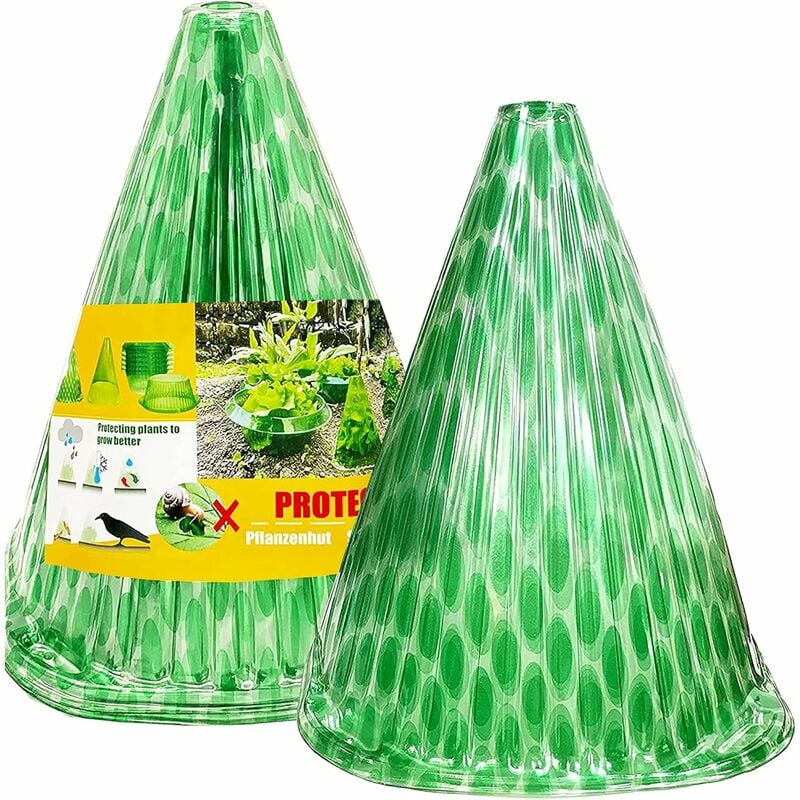 Lot de 20 chapeaux pour plantes en plastique vert transparent - Protection contre les limaces, les intempéries, les oiseaux et les animaux sauvages