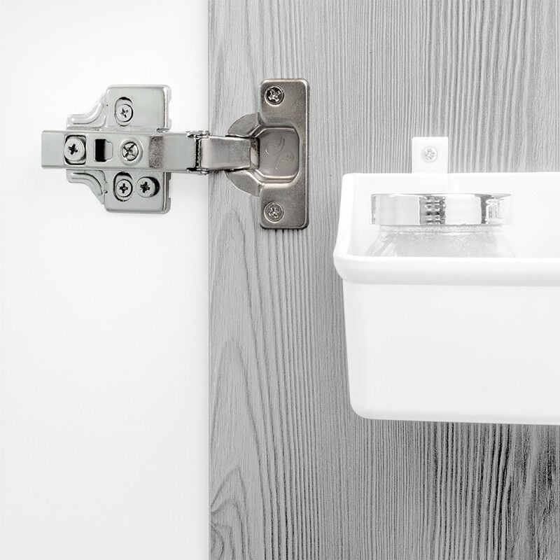 Emuca - 1011052 Lot de 20 charnières droites X91N avec embases à visser, hauteur 0, acier, titane