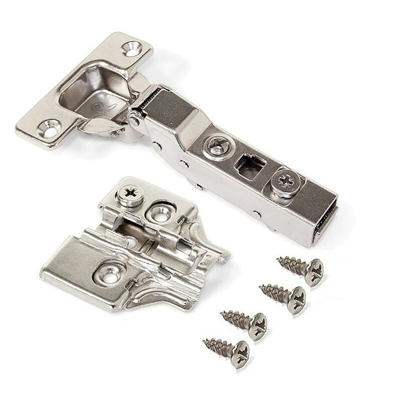 Emuca - Kit charnière coudée pour montage en applique sur panneau mitoyen X91N et embase finition acier nickelé - 1011107