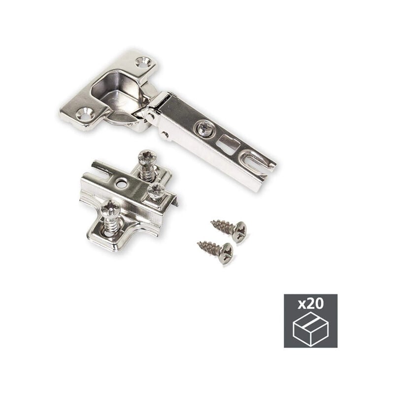 Emuca - 20 charnières X95 ouverture à 110 degré embase eurovis