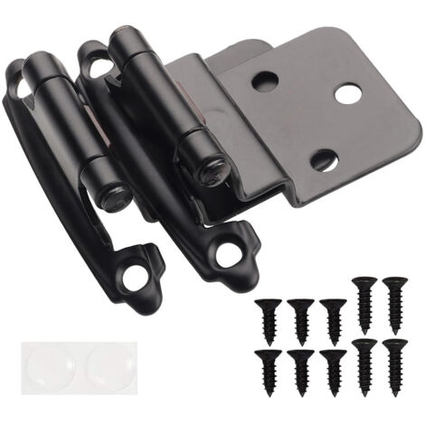 Lot de 20 charnières encastrées noires de 3/8 pouce pour portes d'armoires, charnières à fermeture automatique pour armoires de cuisine