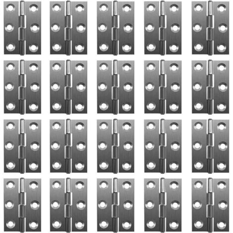 Lot de 20 charnières pliables à 180 degrés - En acier inoxydable - 20 mm - Avec 6 trous de montage - Charnières robustes