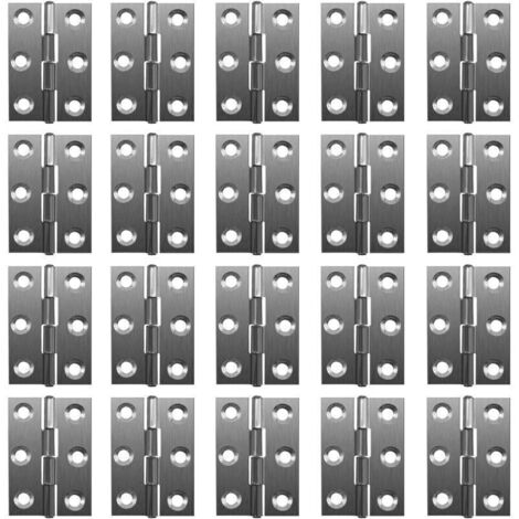 Lot de 20 charnières pliables à 180 degrés - En acier inoxydable - 20 mm - Avec 6 trous de montage - Charnières robustes