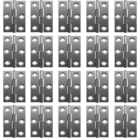 Lot de 20 charnières pliables à 180 ° en acier inoxydable pour piano 20 mm avec 6 trous de montage