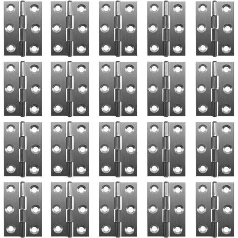 Lot de 20 charnières pliables à 180 ° en acier inoxydable pour piano 20 mm avec 6 trous de montage