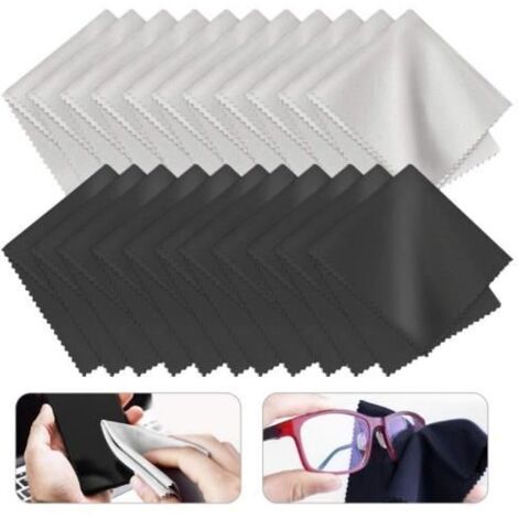 Lot de 20 Chiffons de Nettoyage en Microfibre pour Lunettes 14 x 17,3 cm - Non Pelucheux - pour Nettoyer Les Lunettes, écrans LCD,fy