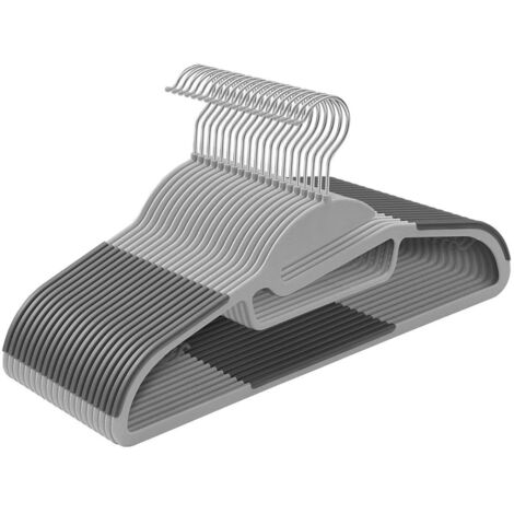 Lot de 20, Cintre en Plastique, Ouverture en Forme de U, Antiglisse, Résistants, Épaisseur 0,5 cm, Longueur 41,5 cm, Gain de Place, Crochet Pivotant 360°, Gris Clair et Gris Foncé CRP41G SONGMICS