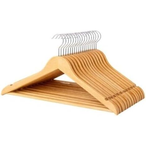 Lot de 20 Cintres Bois Naturel 45cm Crochet Pivotant Pour Vêtements Dressing