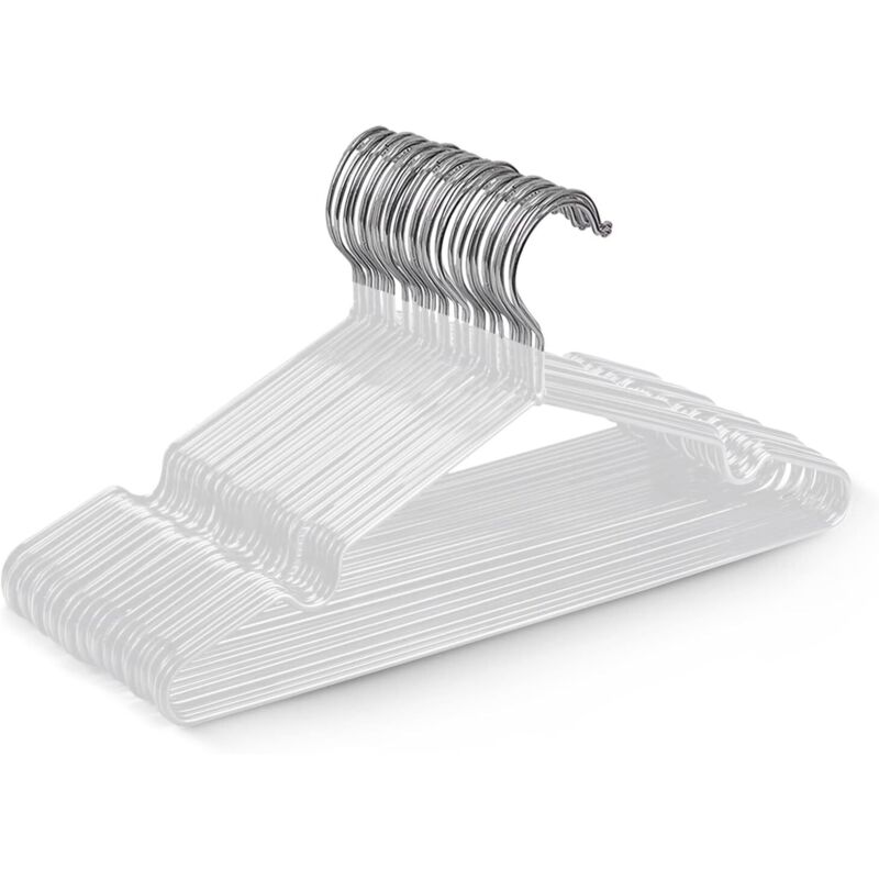 Lot de 20 cintres en métal blanc de haute qualité, recouverts de caoutchouc, mesurant 40 x 19,5 x 0,32 cm, peu encombrants et adaptés aux armoires.