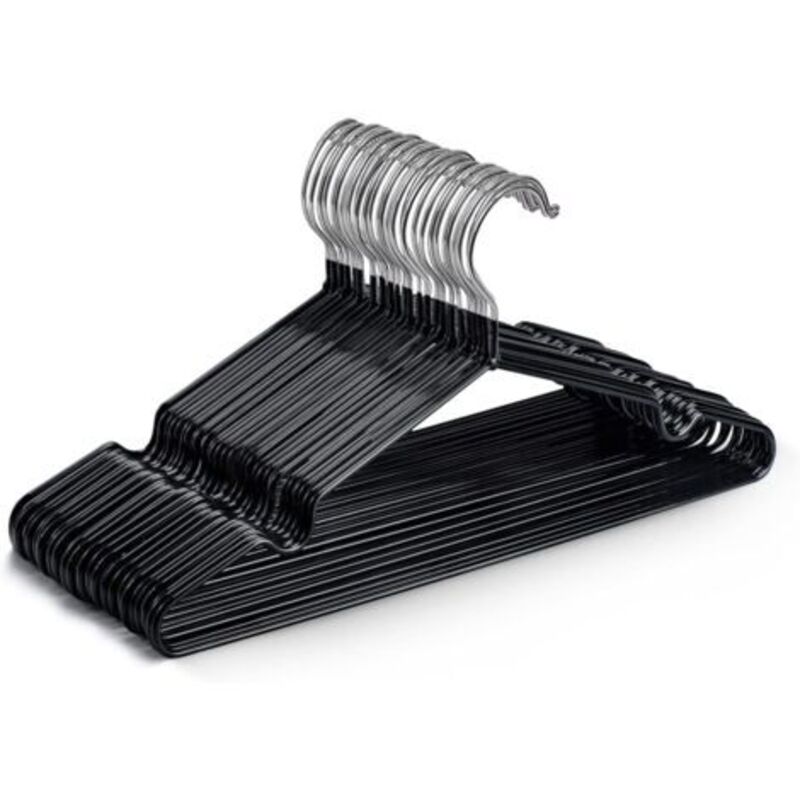 Lot de 20 cintres en métal noir de haute qualité, 30 x 17 x 0,35 cm, gain de place, adaptés aux armoires