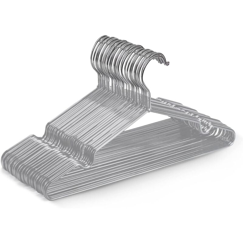 Lot de 20 cintres en métal recouvert de caoutchouc gris de haute qualité, 30 x 17 x 0,35 cm, gain de place pour les armoires