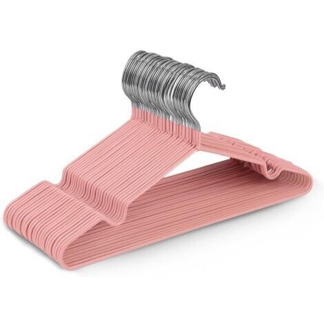 Lot de 20 cintres en métal recouvert de caoutchouc rose de haute qualité, 30 x 17 x 0,35 cm, gain de place, adaptés aux armoires