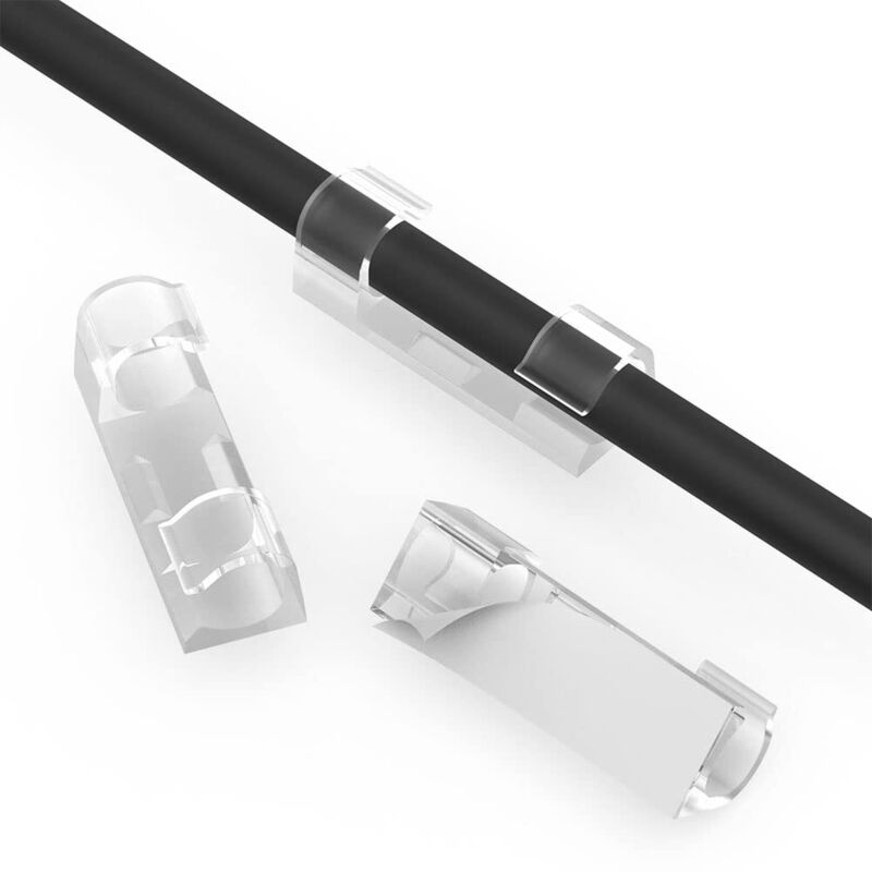 Lot de 20 clips adhésifs transparents pour câbles, organiseur de câbles auto-adhésif, rangement de câbles électriques en plastique pour bureau/voitur