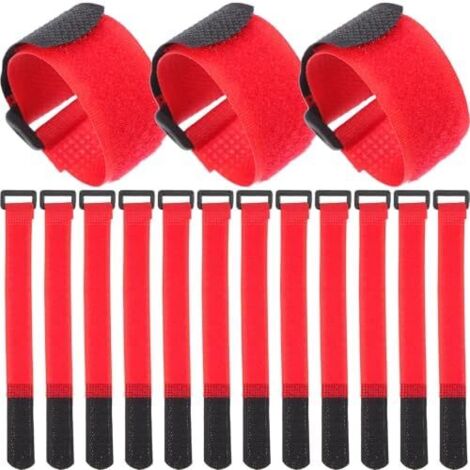 Lot de 20 Clips Câbles en Nylon Rouge Boucle Auto-agrippante, Attaches Câble Pratiques pour Organiser Tuyaux et Cordes Jardins Abris -