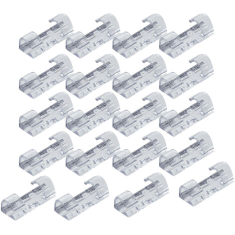 Lot de 20 clips de câble autocollants transparents pour une gestion optimale des câbles : support mural pour câbles TV/PC et organisateur de câbles de bureau.-AquaForge