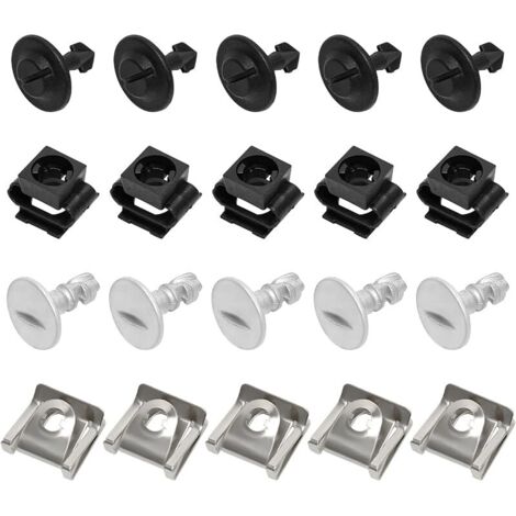 Lot de 20 clips de fixation pour protection de dessous de caisse - Vis et écrous en tôle - Protection du moteur - Clips de protection remplaçables pour A4 A6 B5