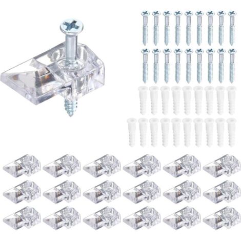 Lot de 20 clips de montage en plastique transparent pour miroir mural sans cadre avec 20 vis pour fixer le miroir