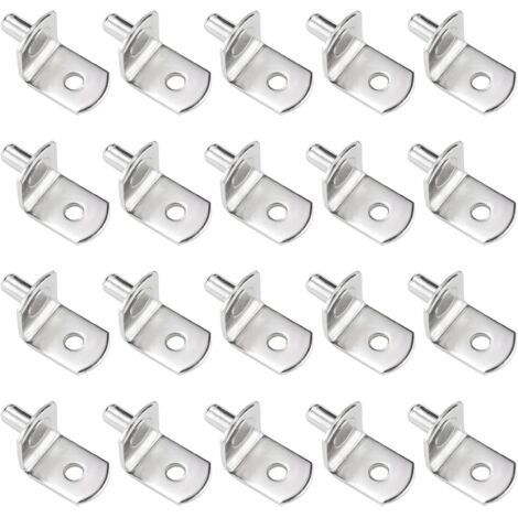Lot de 20 clous de support d'étagère, 5 mm, en forme de L, pour meubles, armoires, bibliothèques (argent)