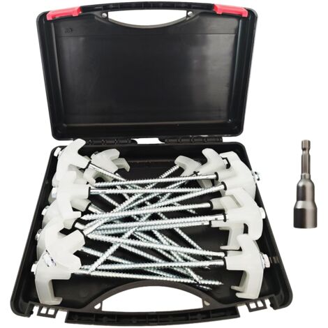 Lot de 20 clous de tente en métal robuste de 20,3 cm – Vis d'ancrage en métal – Ancrages au sol à visser – Piquets de tente phosphorescents – Piquets hexagonaux de tente percables et tête