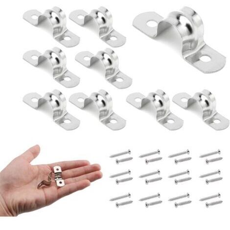 Lot de 20 colliers de serrage de 20 mm en acier inoxydable avec vis pour fixation des tuyaux de gaz, des tuyaux d'eau et des câbles