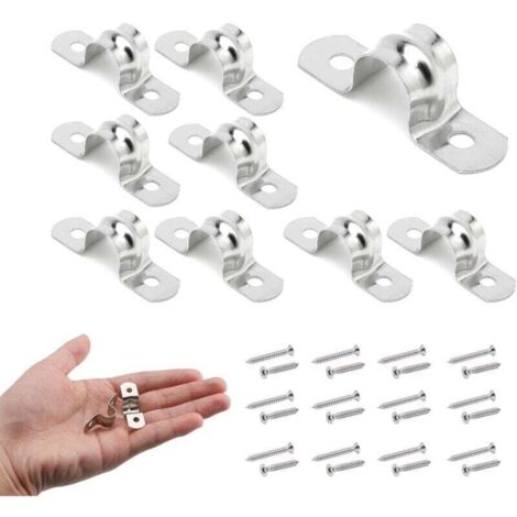 Lot de 20 colliers de serrage de 20 mm en acier inoxydable avec vis pour fixation des tuyaux de gaz, des tuyaux d'eau et des câbles