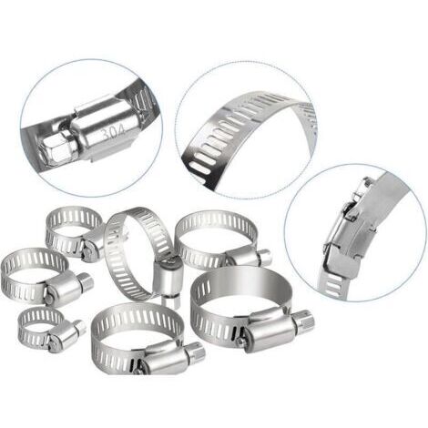 Lot de 20 colliers de serrage en acier inoxydable Colliers de serrage pour tuyau de carburant Pour plomberie automobile, piscine, voiture, étang et jardin (6-12 mm)