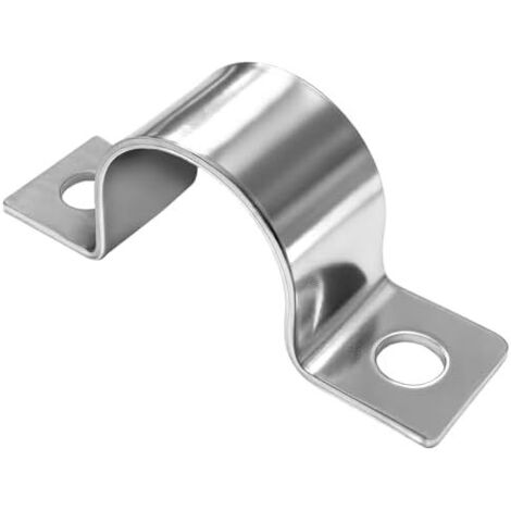 Lot de 20 Colliers Serrage en U Ø mm, 2 Trous Acier Inoxydable support U, Pour Fixation Fils, Tuyaux, Diamètre mm - 20mm