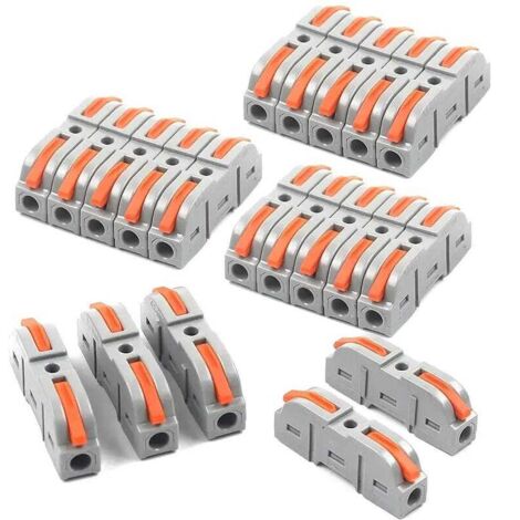 Lot de 20 Connecteurs de Fil à Levier 1:1 – Bornes de Connexion Rapide, 28-12 AWG