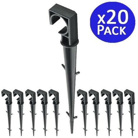 SUINGA Lot de 20 Crampon de fixation plastique, Piquets de Fixation 16mm pour Ligne d'égouttement, tuyaux d'arrosage et tuyaux gouteurs