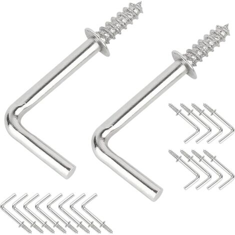Lot de 20 Crochet à Vis, 29mm Petits Crochets à Visser à Angle Droit, en Acier au Carbone en Forme de L, Crochets à Vis Autotaraudeuses à Métal pour Accrocher