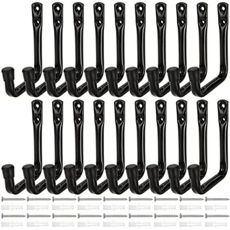 Lot de 20 Crochet Rangement 12 X 9 cm Mural Garage Maximale KG Crochets Muraux Avec 18 Vis et Tubes D'expansion pour Échelle, Chaise Pliante, Vélo -
