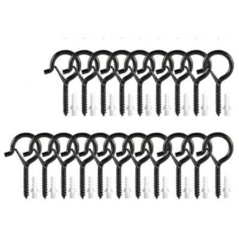 Lot de 20 crochets à visser Noir 4 mm x 55 mm