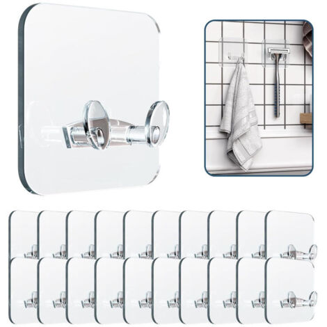Lot de 20 crochets adhésifs multifonctions pour fiches électriques - Transparent, crochets auto-adhésifs sans perçage, organiseur de câbles électriques pour prise murale de cuisine