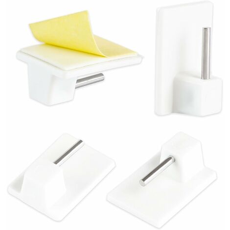 Lot de 20 Crochets Adhésifs pour Tringle à Rideaux - 2.8 x 1.9 x 1.1 cm - Blanc 56Vingt