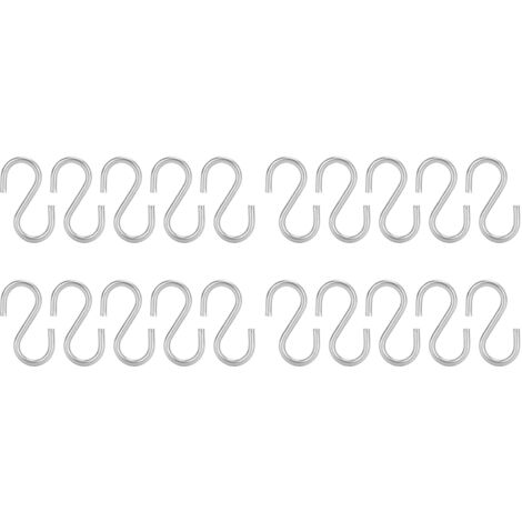 Lot de 20 crochets en S, porte-clés et porte-serviettes portables en acier inoxydable 304, modèle M3
