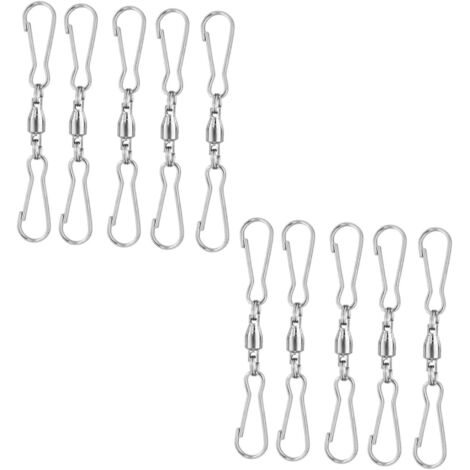 Lot de 20 Crochets Pivotants en Acier Inoxydable Argenté Rotation 360°, Étanches, Double Pince, pour Lanternes et Drapeaux