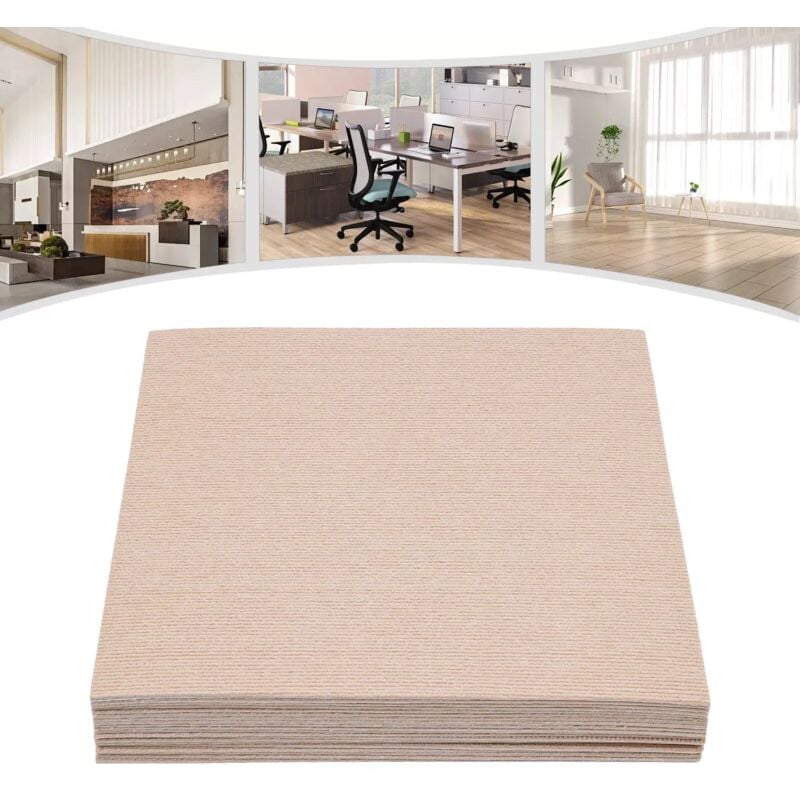 Lot de 20 dalles de moquette autoportantes, Tapis Carré, tapis de Sol, Tapis Auto-adhésif de type adsorption, Pour tous les domaines de la maison, du