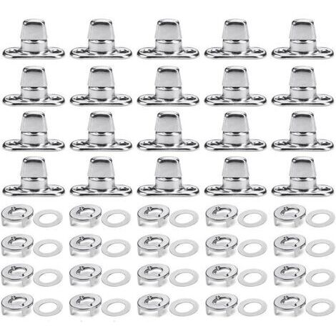 Lot de 20 dispositifs de fixation Twist Lock de marine avec œillets et broches, pour boutons automatiques pour dispositifs de fixation sur toile facile à installer