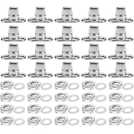 Lot de 20 dispositifs de fixation Twist Lock de marine avec œillets et broches, pour boutons automatiques pour dispositifs de fixation sur toile facile à installer