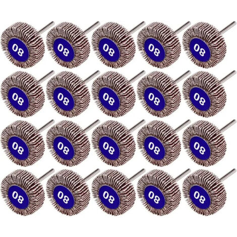 Lot de 20 disques à lamelles en papier abrasif grain 80 pour outils rotatifs