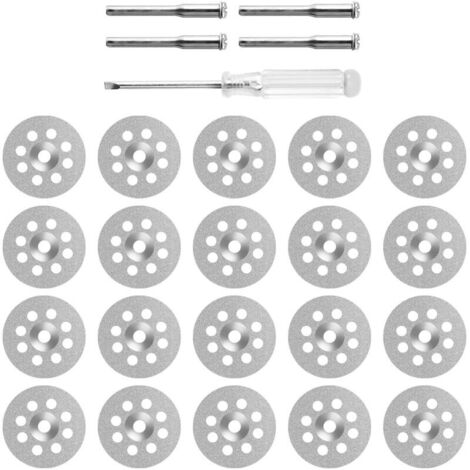 Lot De 20 Disques à Tronçonner Diamantés (22 Mm) – Mini Disques Diamantés Pour Dremel Accessoires Avec 4 Mandrins De 3 Mm, Idéal Pour Pierre, Verre, Carrelage & Traitement Du Bois
