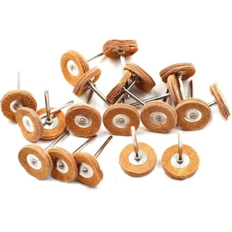 Lot de 20 disques abrasifs à tige 1/8 en cuir de vache compatibles avec les accessoires Dremel, outil rotatif, outil de bijoux (cuir de vache)