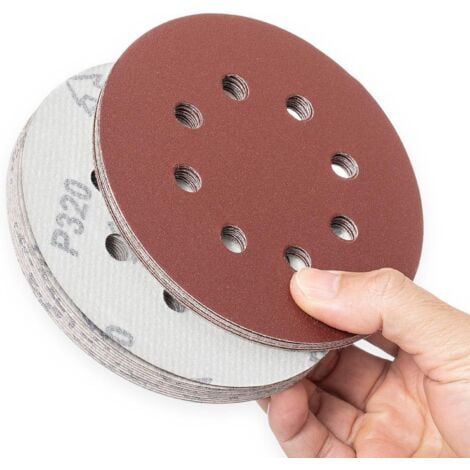 125Mm 8 Trous Disques Abrasifs Crochet Et Boucle Papier Abrasif 40Grit